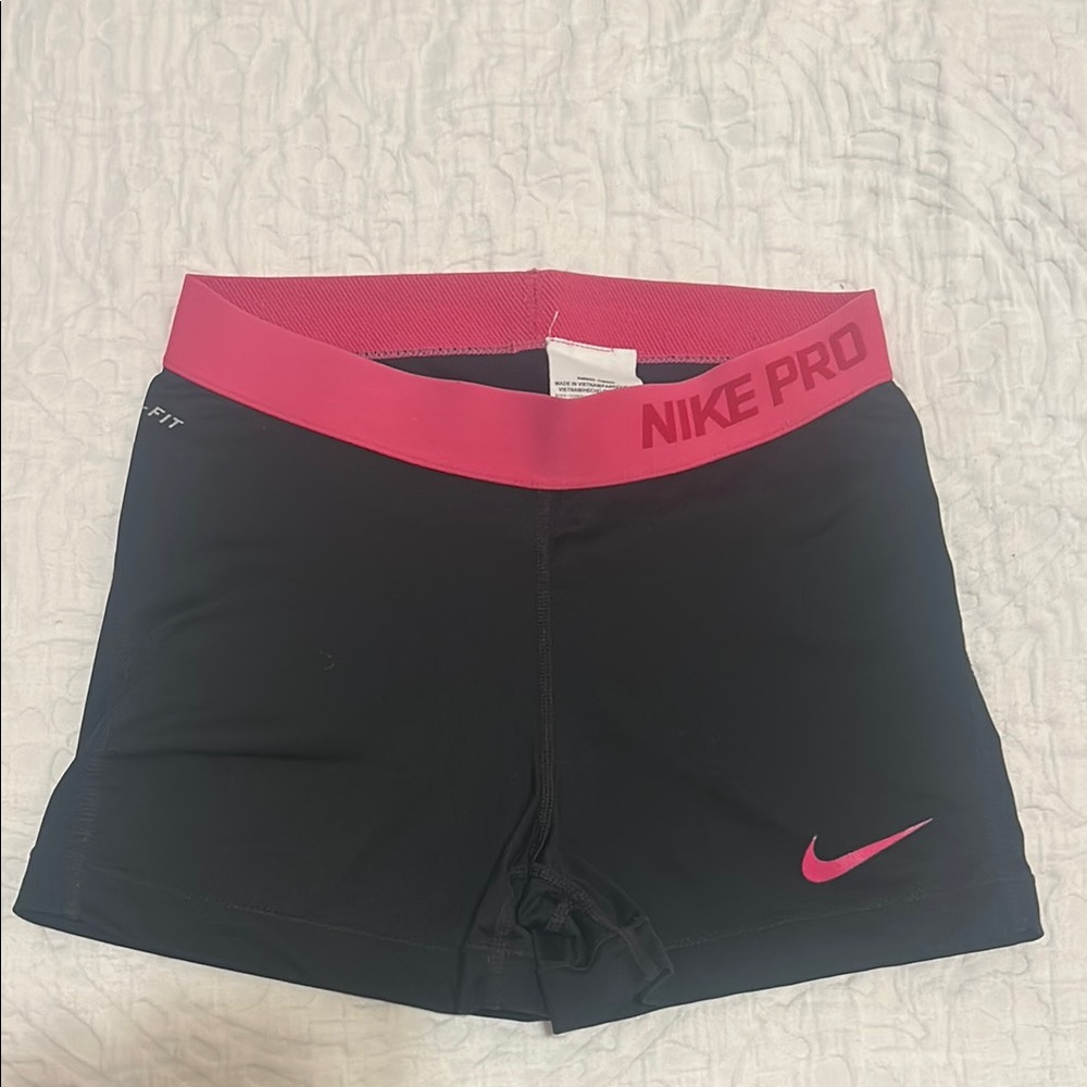 Nike Women's Black and Pink Pro Shorts